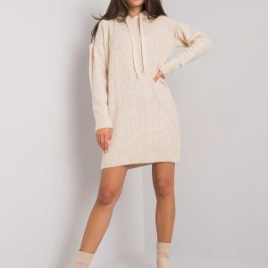 Wholesale Beige knitted dress with hood Joselita RUE PARIS