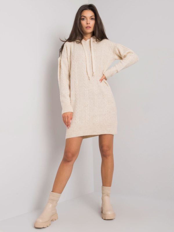 Wholesale Beige knitted dress with hood Joselita RUE PARIS