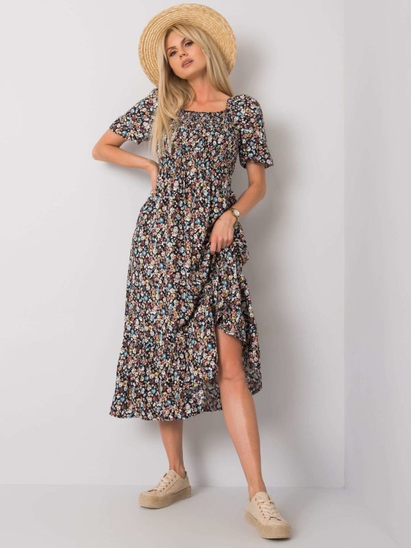 Wholesale Danae RUE PARIS Black Floral Dress