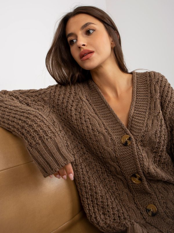 Wholesale Brown knitted cardigan oversize RUE PARIS