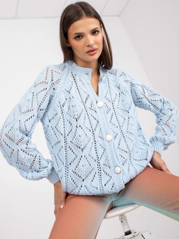 Wholesale Light Blue Vintage Openwork Cardigan RUE PARIS