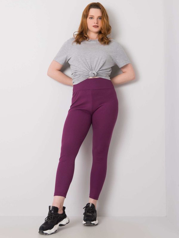 Wholesale Caitleen RUE PARIS Dark Purple Plus Size Stripe Leggings