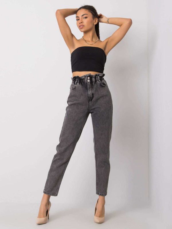 Wholesale Dark grey mom jeans Joan RUE PARIS