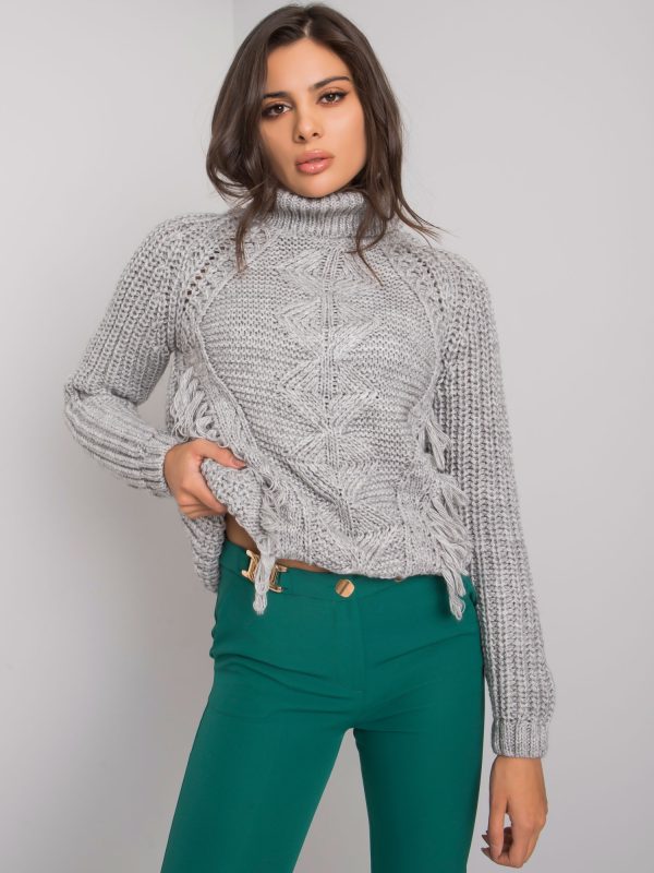 Wholesale Winchester RUE PARIS Women's Grey Turtleneck Sweater