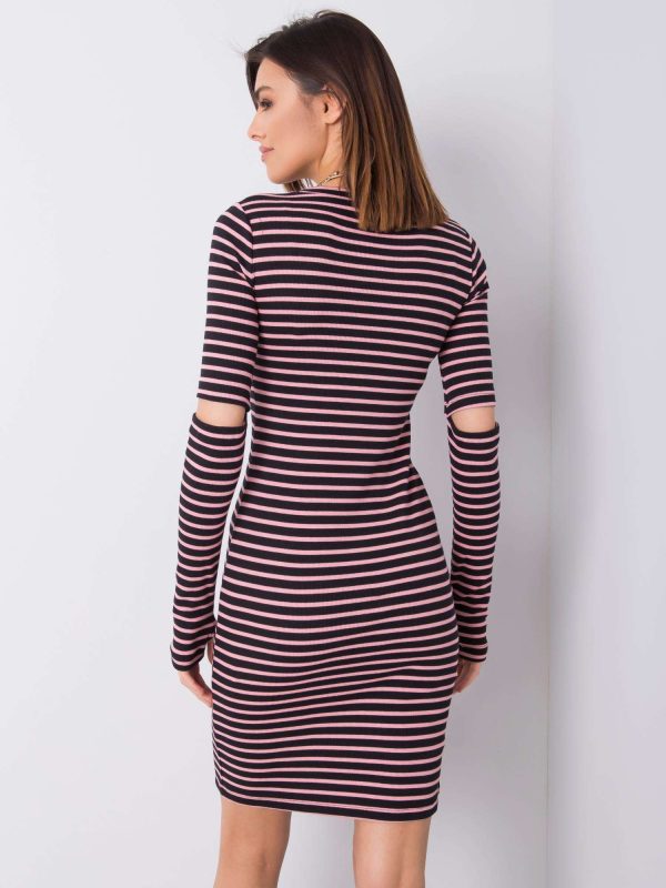 Wholesale Aliza RUE PARIS black and pink striped dress