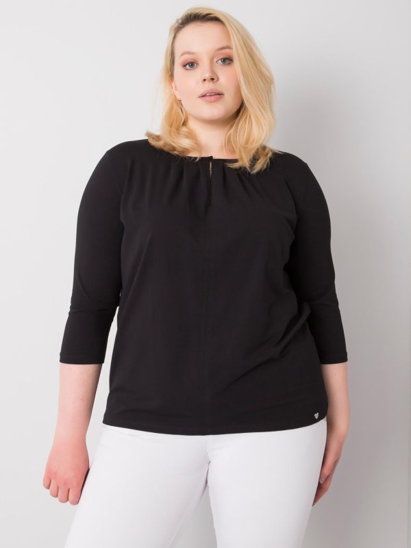 Wholesale Jodie Black Plus Size Cotton Blouse