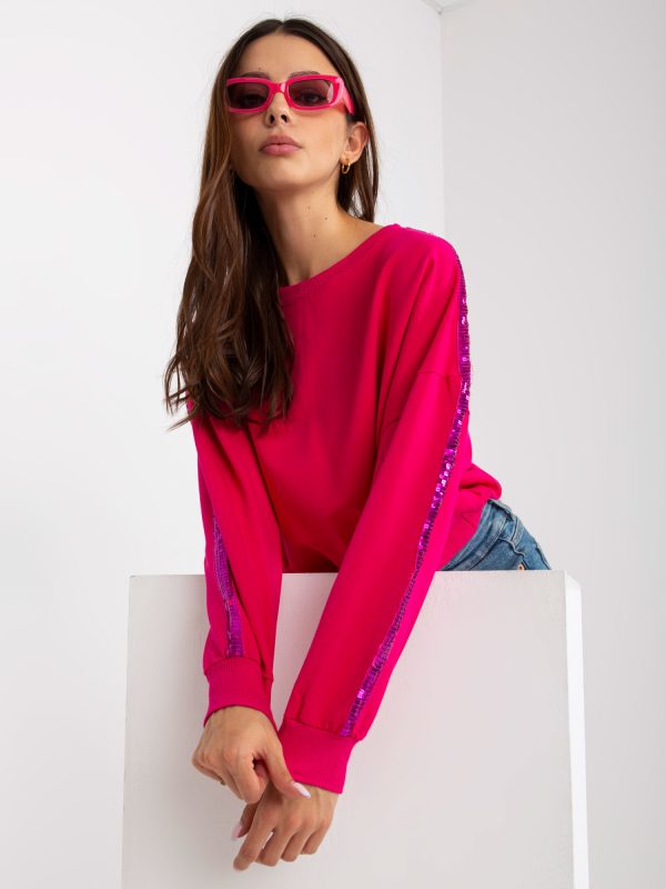 Wholesale Fuchsia short hooded sweatshirt with RUE PARIS