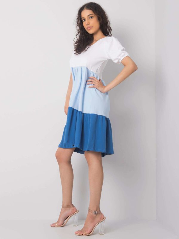 Wholesale White and blue casual dress Kylie RUE PARIS