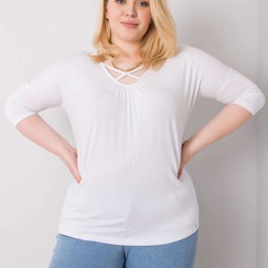 Wholesale White plus size blouse with viscose Mariel