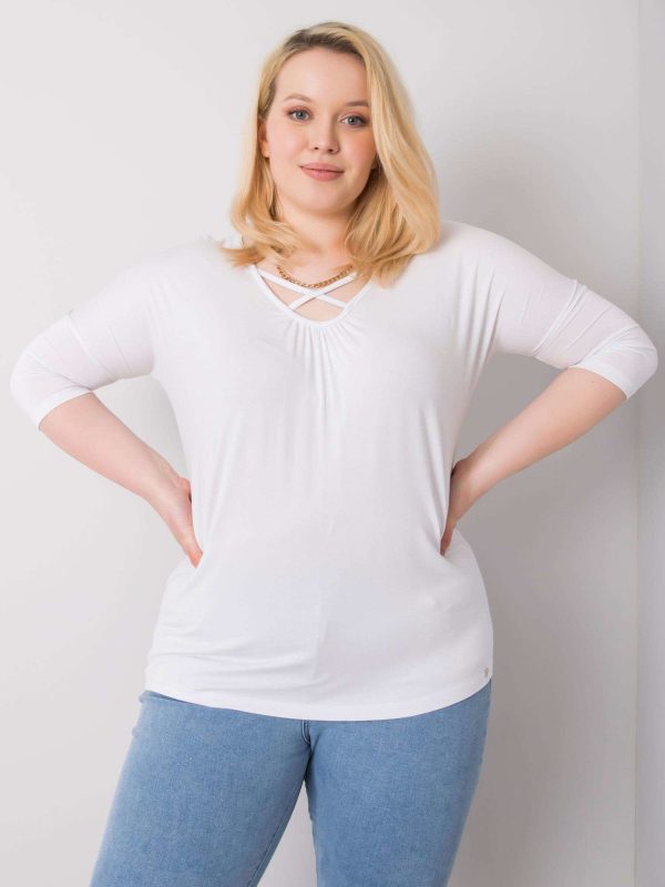 Wholesale White plus size blouse with viscose Mariel