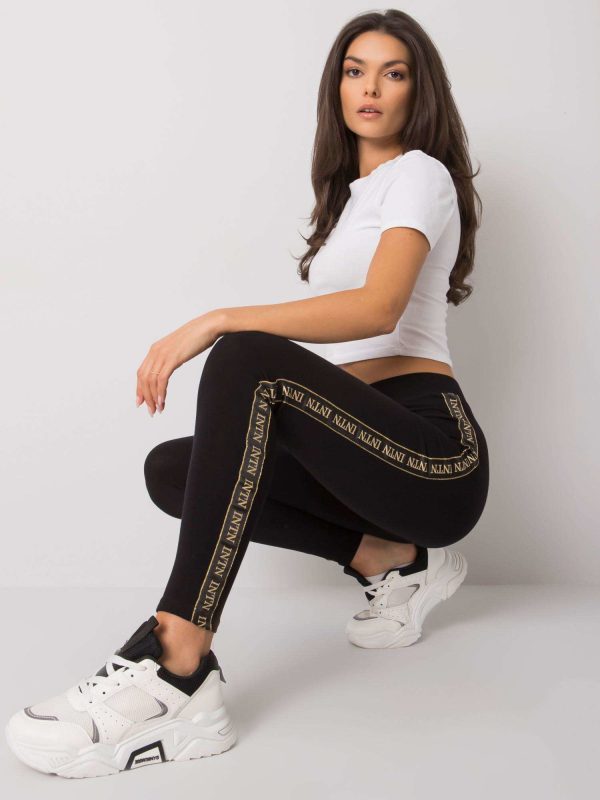 Wholesale Black and gold leggings with stripes Akemi RUE PARIS