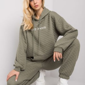 Wholesale Light khaki hoodie with quilting Hanna RUE PARIS