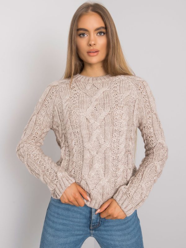 Wholesale Beige sweater with braids Milford RUE PARIS