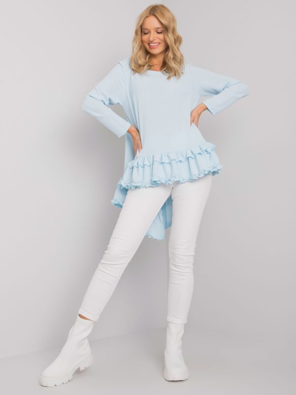 Wholesale Light blue blouse with flounce Tracy RUE PARIS