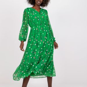 Wholesale Green V-neck dress RUE PARIS