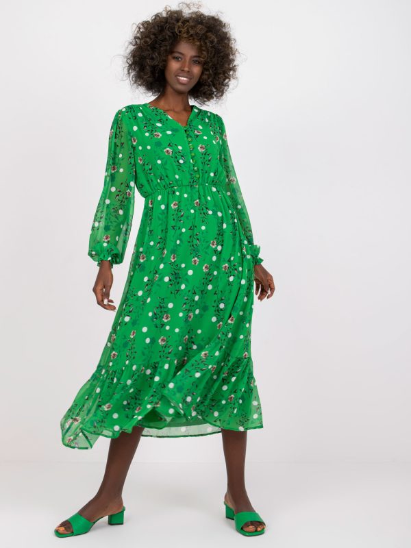 Wholesale Green V-neck dress RUE PARIS