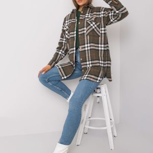 Wholesale Khaki Women's Plaid Shirt Lais RUE PARIS