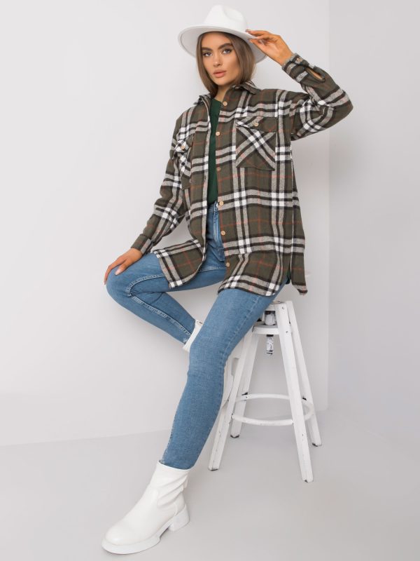 Wholesale Khaki Women's Plaid Shirt Lais RUE PARIS