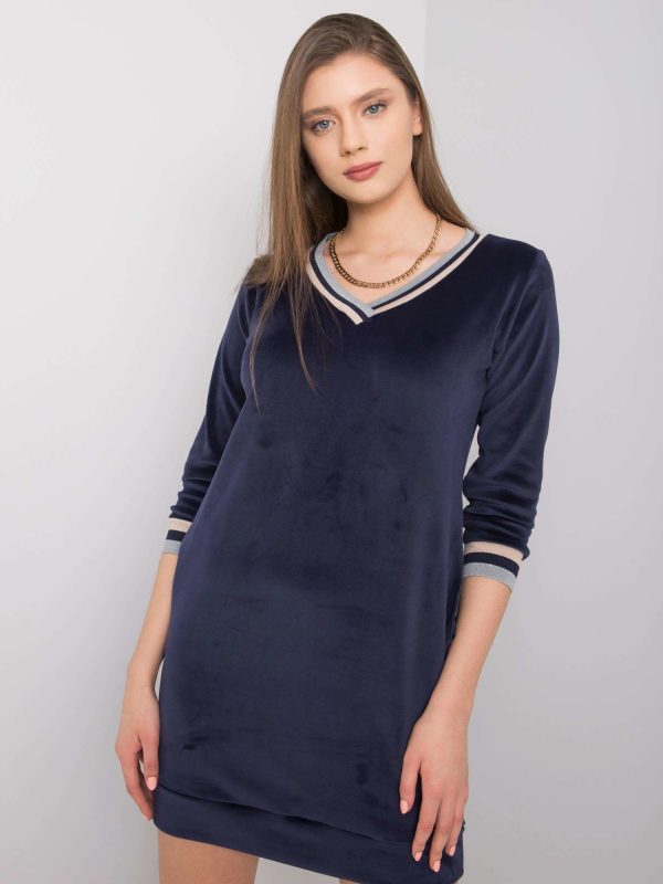 Wholesale Navy blue velour dress Aspen RUE PARIS