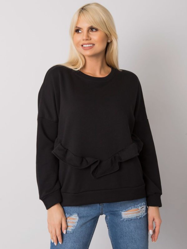 Wholesale Frose RUE PARIS black ruffle sweatshirt