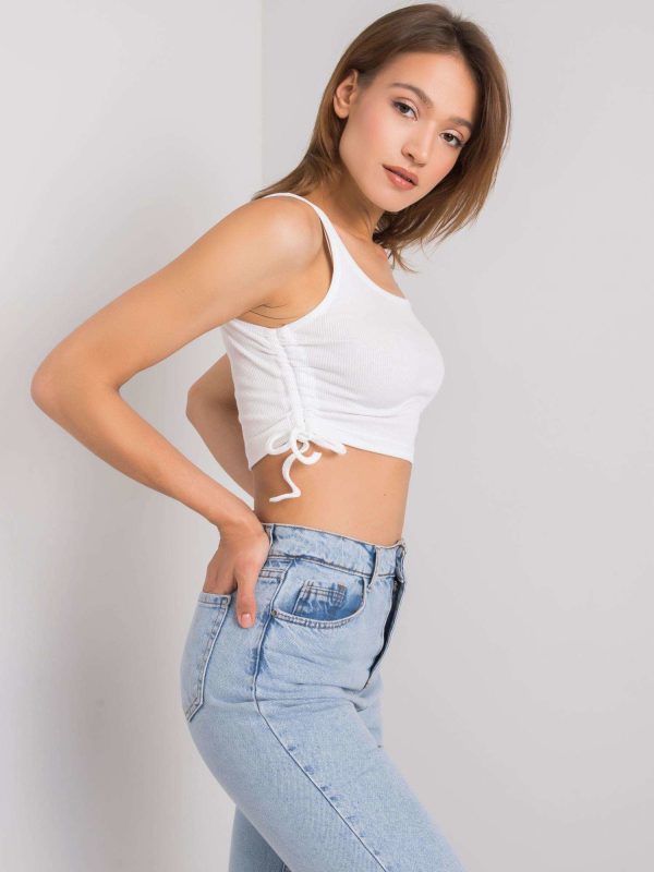 Wholesale White crop top with welts Loretta RUE PARIS