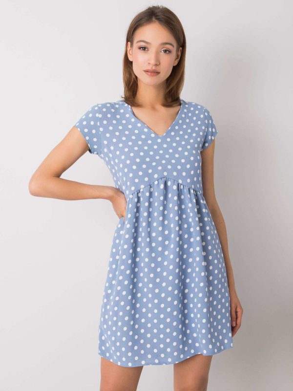 Wholesale Blue dress with dots Sariah RUE PARIS