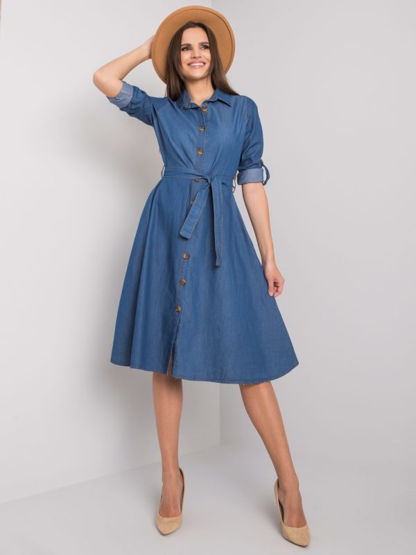 Wholesale Blue dress with strap Linda RUE PARIS