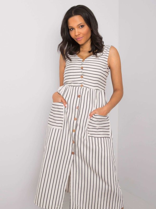 Wholesale Ecru striped dress Naina RUE PARIS