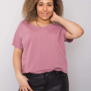 Wholesale Cassie Dirty Pink Plus Size V-Neck T-Shirt