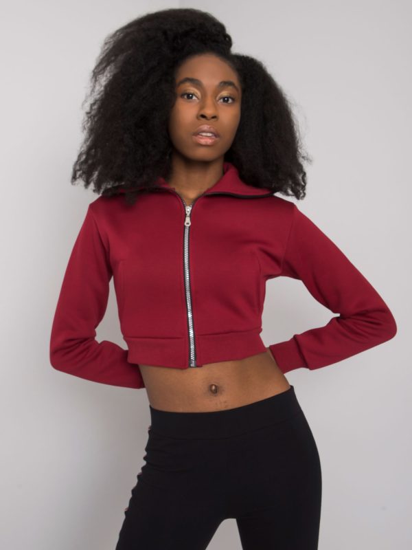 Wholesale Burgundy short cardigan sweatshirt Ann RUE PARIS