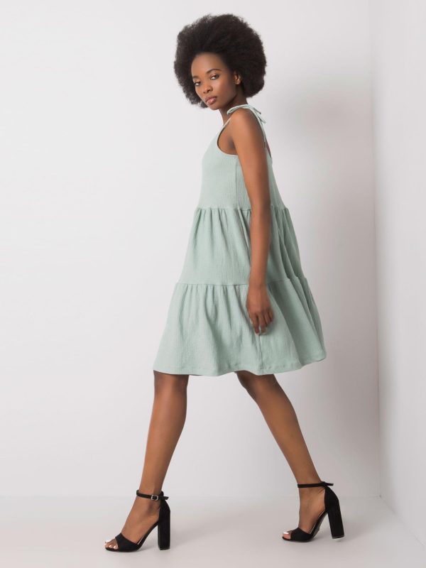 Wholesale Light green flounce dress Manon RUE PARIS