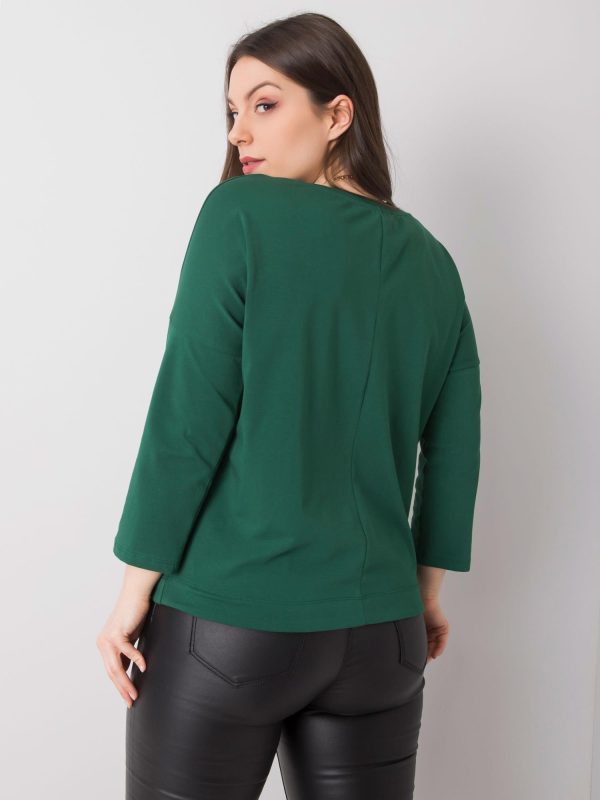 Wholesale Dark Green Plus Size Cotton Blouse Sandy