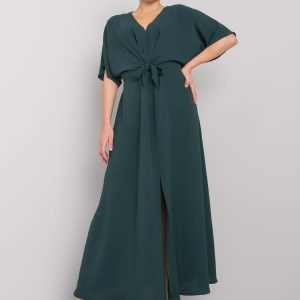 Wholesale Dark green dress with slit Bethany RUE PARIS