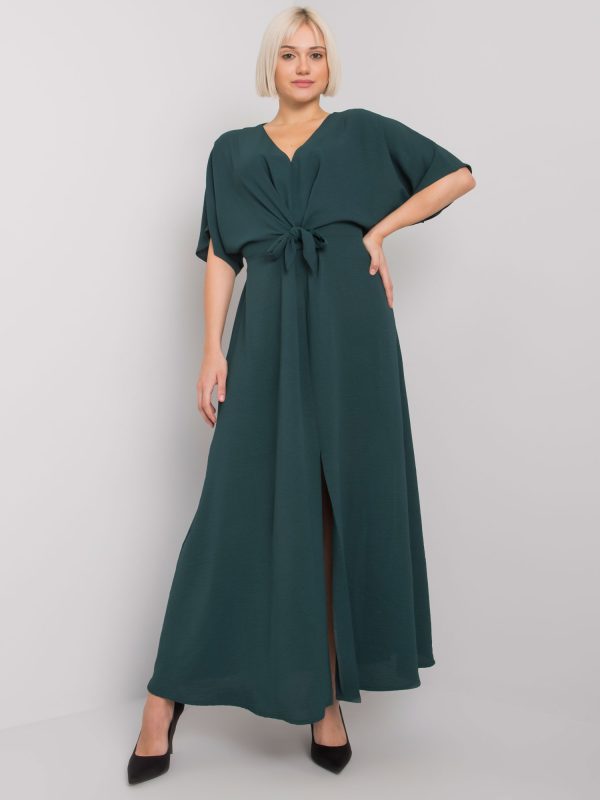 Wholesale Dark green dress with slit Bethany RUE PARIS