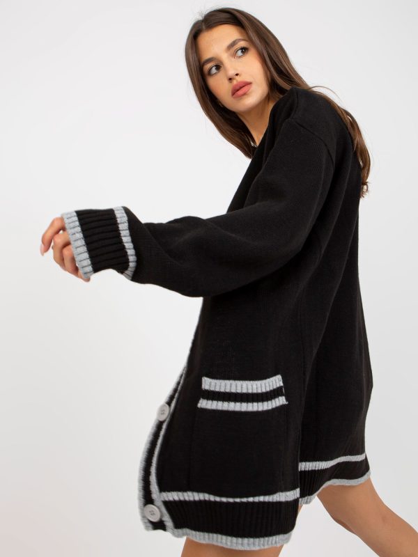 Wholesale Black Oversized Long Cardigan RUE PARIS