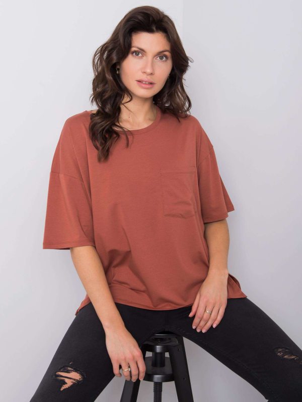 Wholesale Brown cotton t-shirt Noor RUE PARIS