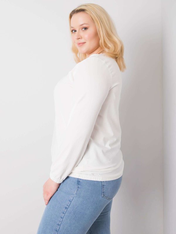 Wholesale Ecru Cotton Plus Size Long Sleeve Hailey Blouse