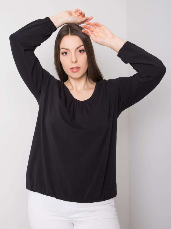 Wholesale Hailey Black Plus Size Long Sleeve Blouse