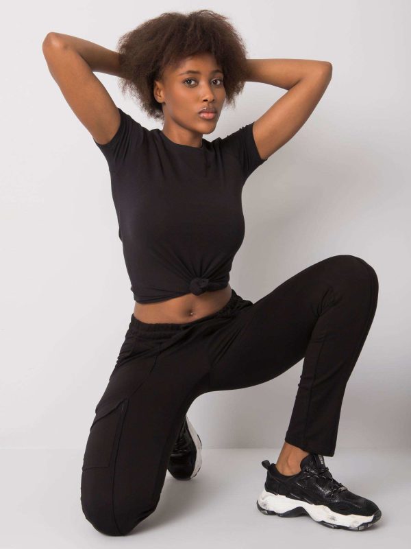 Wholesale Black sweatpants with pockets Despina RUE PARIS