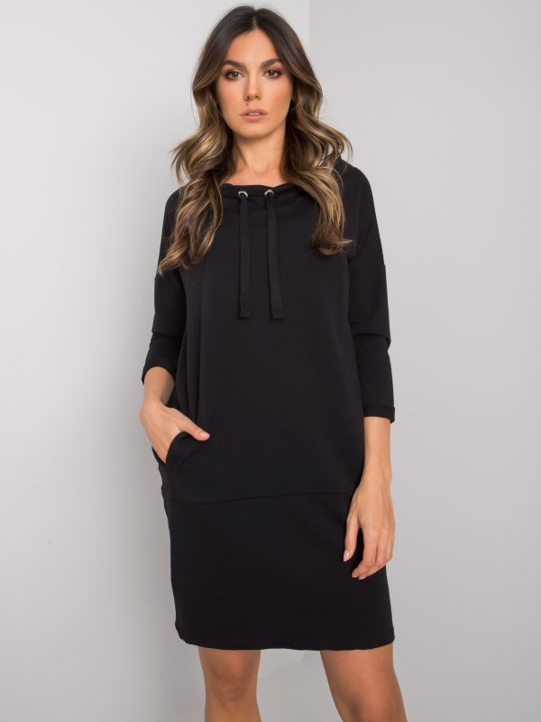 Wholesale Black dress with pockets Ordino RUE PARIS