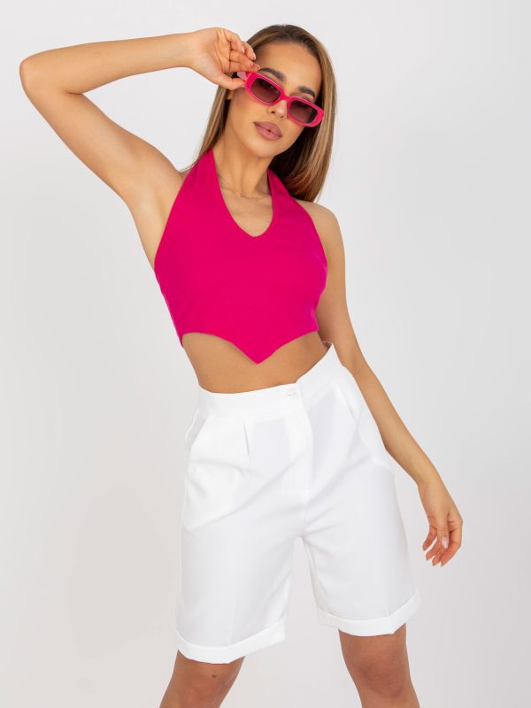 Wholesale Fuchsia fitted crop top basic in stripes RUE PARIS