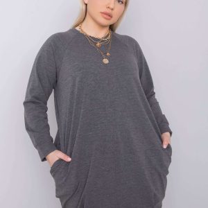 Wholesale Dark Grey Melange Plus Size Dress Ariadne