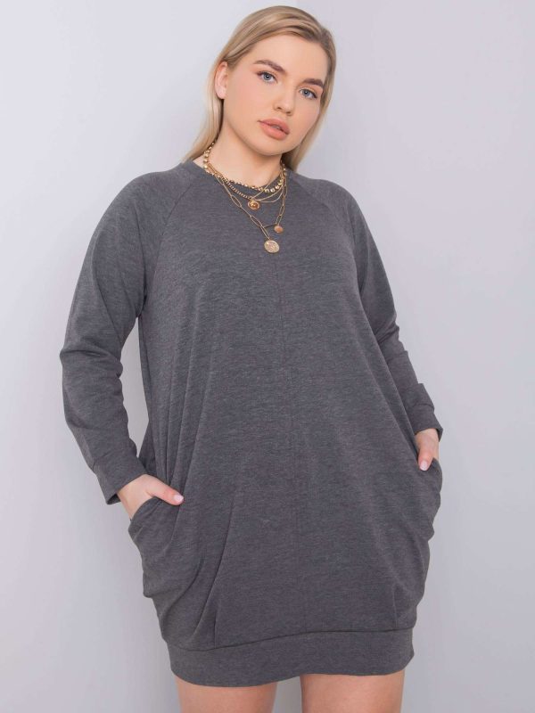 Wholesale Dark Grey Melange Plus Size Dress Ariadne