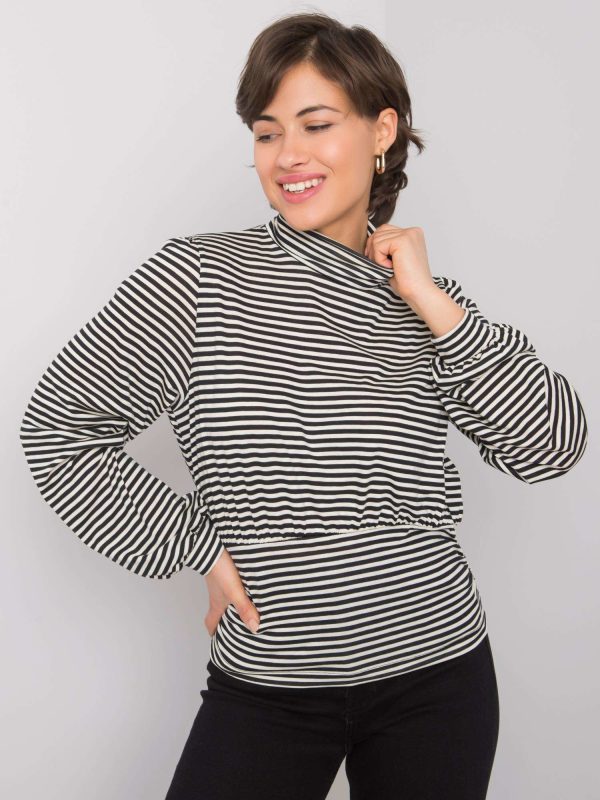 Wholesale Black-ecru striped blouse Ambrosia RUE PARIS