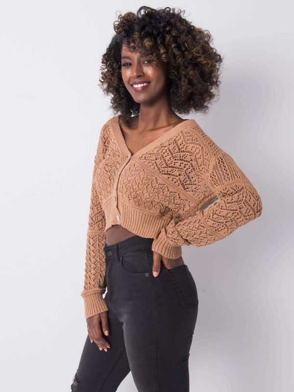 Wholesale Brown button-down sweater Meera RUE PARIS