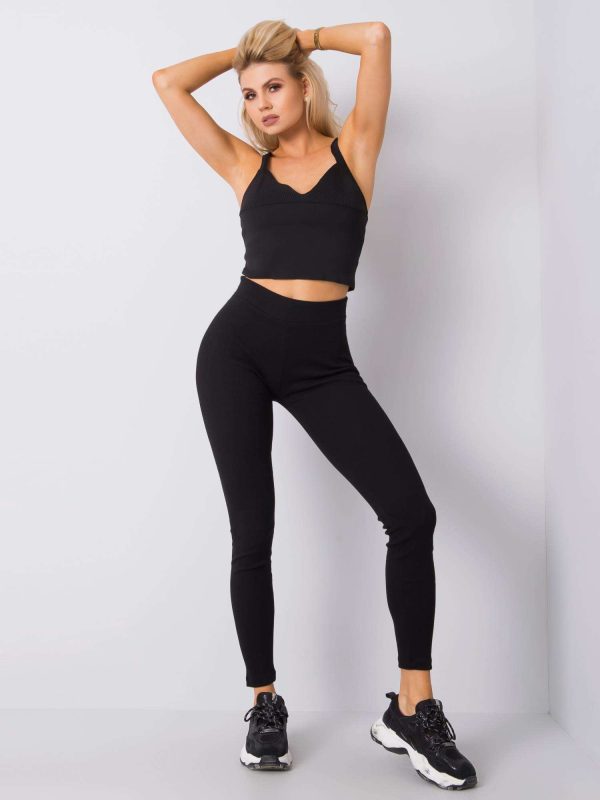 Wholesale Black Vesper Ribbed Leggings