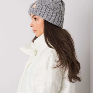 Wholesale Gray winter hat with pompom