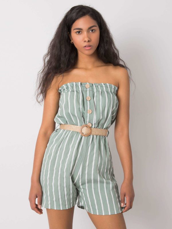 Wholesale Green and white striped jumpsuit Soledad RUE PARIS