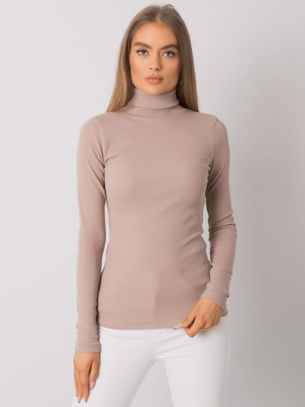 Wholesale Dark beige blouse with turtleneck Elisee RUE PARIS