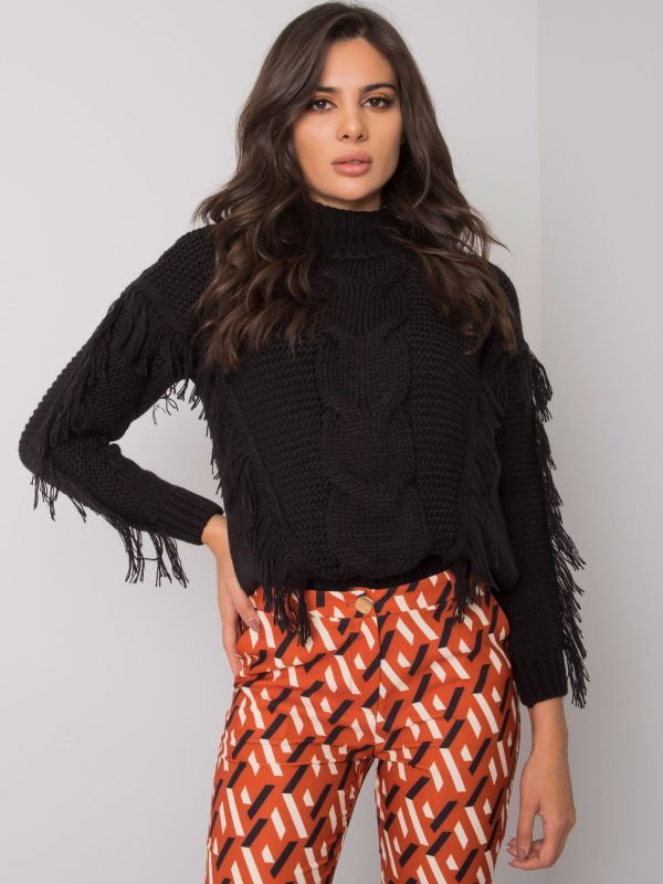 Wholesale Black fringed sweater Caitri RUE PARIS